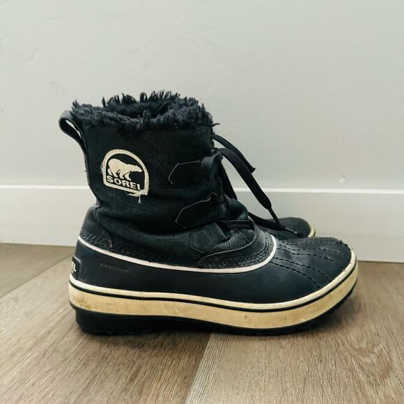 Sorel Tivoli Black lined Winter mini short lace up Boots woman’s 7 - Picture 4 of 10